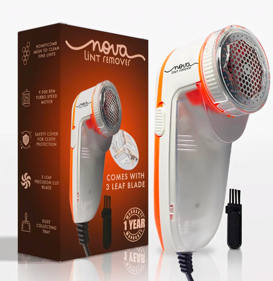 Nova Electric Lint Remover with 9500 RPM Turbo Motor, 3-Leaf Precision Blade, and 1-Year Warranty – Ideal for Woolen Clothes, Furniture, and More