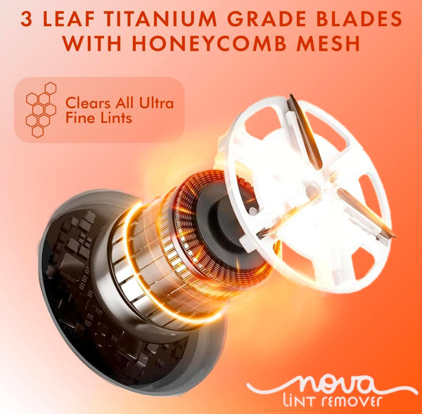 Nova Electric Lint Remover with 9500 RPM Turbo Motor, 3-Leaf Precision Blade, and 1-Year Warranty – Ideal for Woolen Clothes, Furniture, and More